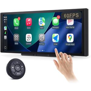[2025 Fully Laminated Screen] 11.3" Wireless CarPlay & Android Auto Portable Touch Screen - in-Cell Display, 1920x720, 60fps, Knob Controls, BT Mode for Cars, SUVs