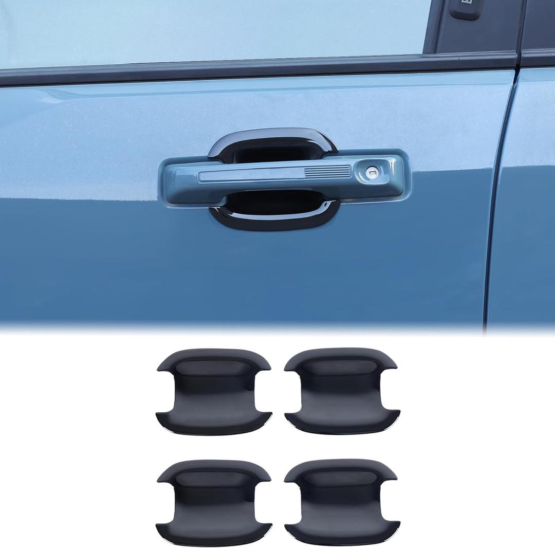 Aunginsy Exterior Door Handle Bowl Trim Cover Compatible with Ford Maverick 2022-2025 Ford Bronco Sport 2021-2025 Outside Door Handle Cup Bowl Cover Scratches Protector Decorative Sticker Accessories (Piano-Black)