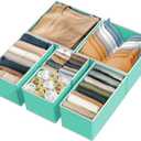Simple Houseware Underwear Drawer Organizer for Lingerie/Undergarment/Bra/Panty/Sock/Onesie, Set of 6, Turquoise