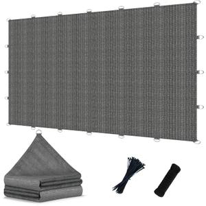 POYEE 90% 12x24ft Sun Shade Cloth with Reinforced Corner Webbing & D-Rings, Pergola Shade Cover  Breathable 200GSM HDPE Fabric for Patio, Garden, Deck & Backyard (Grey) (Gray)