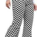 WDIRARA Women's Plus Size Newspaper Print Flare Pants High Waist Causal Long Pants Streetwear (XXXL)