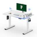 40"x24" Electric Standing Desk, WhiteOne-Piece Desktop, 1" Thick Top, Height Adjustable, Stable Steel Frame, Home Office & Multi-Monitor Setup