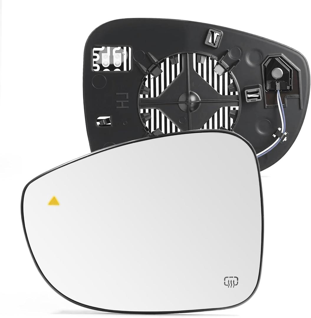 Left Driver Side Mirror Glass W/blind Spot Detection Compatible with 2017-2024 Chrysler Pacifica, 2020-2024 Voyager Replacement Rear View Power Heated Mirror Glass 2 Pin 68318281AB