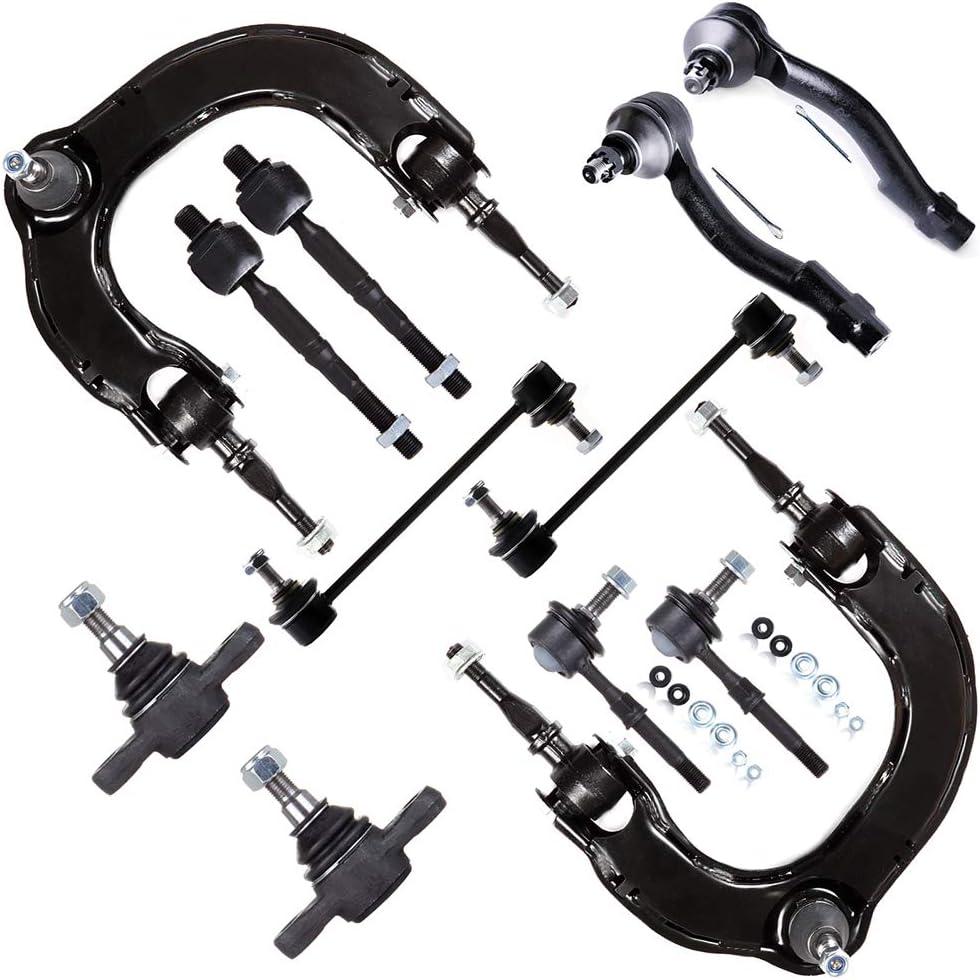 SCITOO 12pc Front Suspension Kit for Hyundai for Kia Inner Tie Rod Ends Lower Arm Sway Bar Links Lower Ball Joints Outer Tie Rod Ends Upper Control Arms Rear Sway Bar Links Auto Parts