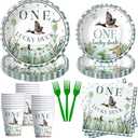 One Lucky Duck Birthday Party Supplies Decorations - Mallard Duck Hunting First Birthday Table Decorations Tableware, Paper Plate, Cup, Napkin, Fork | 24 Guests (1)