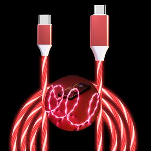 USB C to USB C Cable 3A Light Up C to C Cable LED C to Type C Fast Charging Cord for Samsung Galaxy S23 S22 S21 S20 Ultra, i-Phone 15 Pro Max Plus, iPad mini Pro Air(3.3FT,Red)