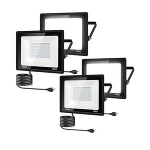 4Pack LED Flood Light Outdoor,100W LED Work Light 11000lm with 6FT US Plug,IP66 Waterproof Exterior Security Lights,6000K Daylight White Outside Floodlights Slim Design for Playground Yard