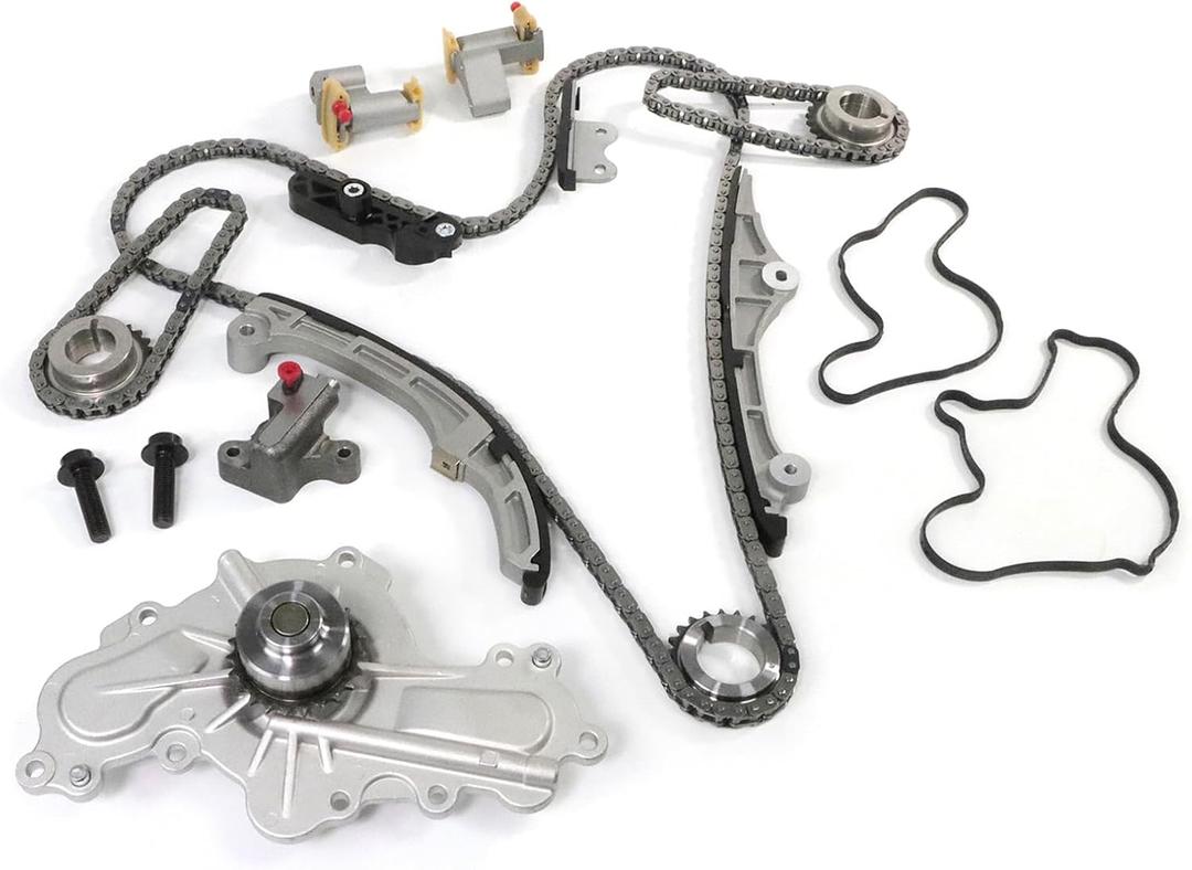 Engine Timing Chain Kit Water Pump Fits for Ford Flex Taurus Edge 2007-2010 3.5L,MKX MKS MKT MKZ 07-10 3.5L for Mazda 6 CX-9 08-11 3.7L Automotive Replacement Time Part Sets Replace AT4Z-6268-C