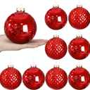 Syhood 8 Pcs 4" Large Christmas Balls Ornaments Shatterproof Christmas Tree Vintage Mercury Finish Plastic Balls Hanging Decorations for Xmas Trees Wedding Party Holiday Decorations(Red)