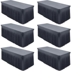 Shillance 6 Packs Grey Spandex Tableclothes for 8 Foot Rectangle Table, Spandex Table Covers 8FT Stretch Table Skirts Wrinkle Free Fitted Table Cloth for Event, Wedding, Banquet & Parties, 96" x 30"