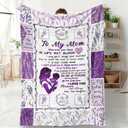 Lavender Floral Throw Blanket for Mom Soft & Cozy Flannel Fleece Blanket to My Mom for Birthday, Anniversary, Retirement Bedding Sofa and Travel Camping 50" 60"