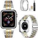 Slim Stainless Steel Band and Case for Apple Watch 42mm Series 11 10
Solid Metal Chain Strap for Womem Men, Compatible with iWatch Bands 42mm(Series 11/10), Silver/Gold