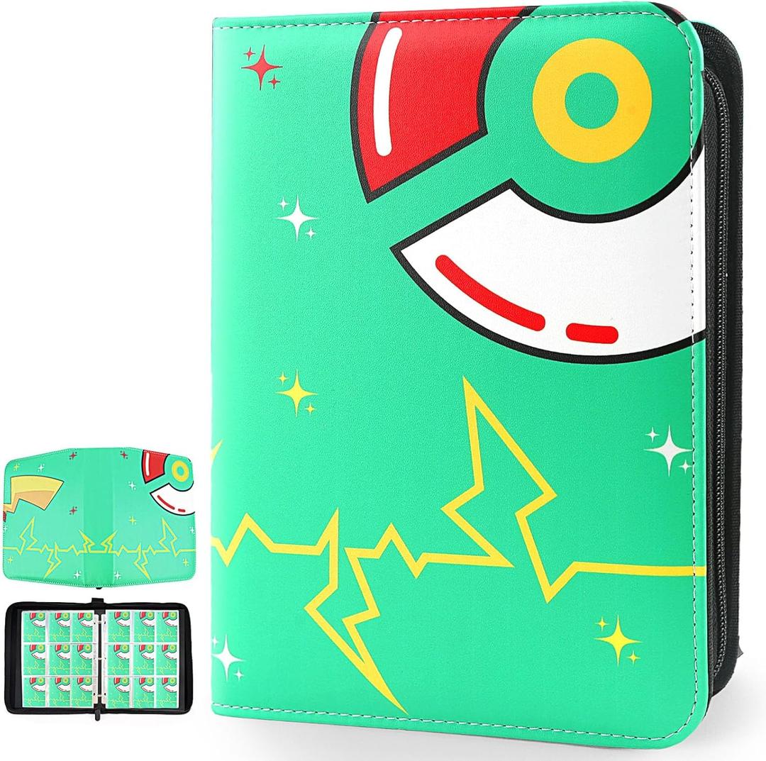 Card Binder 9-Pockets, 900 Pockets Card Holder with 50 Removable Sleeves, Trading Card Collector Zipper Album Holder, Green
