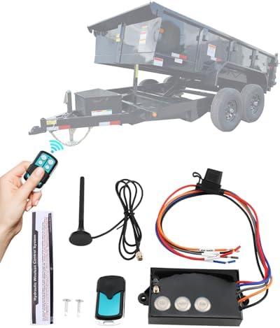 Gledewen Wireless Dump Trailer Remote, 12 Volt Hydraulic Lift Winch Tilt, Dump Trailer Wireless Remote Control Kit, Hydraulic Wireless Remote Dump Trailer Controller, 50-100ft Operating Range, G3-H01