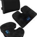 Everlasting Comfort Back & Seat Cushion with Wedge Cushion Bundle- Enhanced Comfort and Support for All Day Sitting - Ideal for Car, Office, and Gaming Use