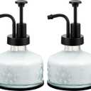 Tioncy Antique Soap Dispenser Kitchen Bathroom Countertop Glass Soap Pump Dispenser Refillable Rustic Small Liquid Container with Non Slip Silicone Coaster(Clear)