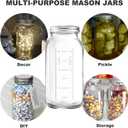 FyndraX 64 OZ Wide Mouth Mason Jar with Lid, Clear Heavy Duty Glass Airtight Storage Canning Jar and Band Half Gallon / 2 Quart Fermenting, Pickling, Storing, Pack of 1