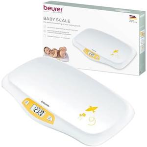 Beurer BY80 Digital Baby Scale, Infant Scale for Weighing in Pounds, Ounces, or Kilograms up to 44 lbs, Newborn Baby Scale with Hold Function, Pet Scale for Cats and Dogs