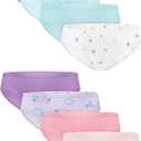 Hanes Girls' Organic Underwear, Brief & Hipster, Toddler & Girl Sizes, Pure Comfort Organic 100% Cotton Panties, 8-pack (4-5T, Purple/Blue/Pink)
