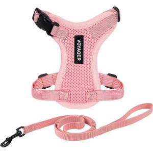 Voyager Escape-Proof Step-in Lock Cat Harness & 5ft Neoprene-Handle Leash Set All-Weather Mesh with Reflective Stitching for Small to Large Cats by Best Pet Supplies, Pink, XXXS (XXXS (Chest: 10.5 - 13"))