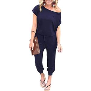 PRETTYGARDEN Jumpsuits for Women 2025 Summer Dressy Off Shoulder Romper Spring Vacation Travel Lounge Outfits Clothes, Large