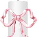 Trendy Bow Paper Towel Holder Cute Pink Bow Knot Kitchen Decor Accessories Large Metal Towel Holder Stand for Coquette Home Party Bathroom Countertop, Pink 