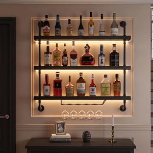 Wall Mounted Wine Rack with LED Lights, 31.4" W