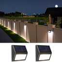 Solar Fence Lights, Waterproof Solar Outdoor Lights for Stairs Decks Steps Fences Patio Yard, LED Wall Sconce (Cool White/2 Pack)