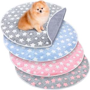 Hahafelt 4 Pcs Round Whelping Pee Pads Washable for Dogs Waterproof Pet Training Mats Reusable Puppy Whelping Pads Non Slip Cat Dog Bed Mat for Crate Kennel(Large Star,36 Inches)