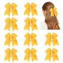 CN 10PCS Yellow Cheer Hair Bows for Cheerleader Large Cheer Elastic Ties | 8" Jumbo Handmade Bows, for Teen Girls College Sports Softball Competition, Grosgrain Ribbon ,Ponytail Holders for Girls