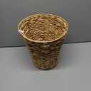 Boho Wicker Trash Can with Lid,Waterproof Bathroom Trash Can Hand Woven Wicker Waste Baskets for Kitchen Office Bedroom (3Gallons)