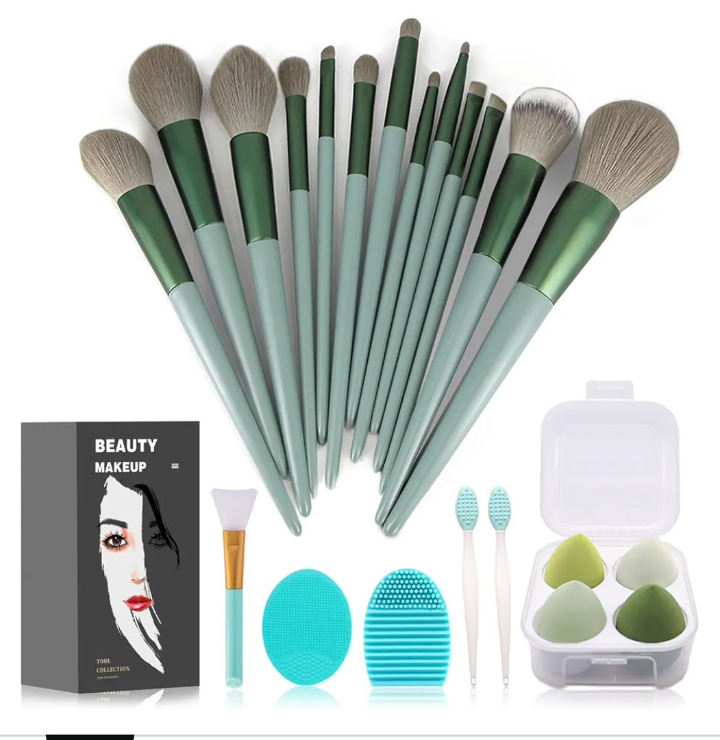 Makeup Brushes 22 Pcs Makeup Kit,Foundation Brush Eyeshadow Brush Make up Brushes Set (Green, 22 Piece Set)