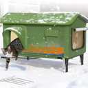 32" Heated Cat House for Outside Feral Cats with Escape Door, XL