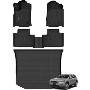 Car Floor Mats & Cargo Mat Custom for 2016-2021 Jeep Grand Cherokee & 2022 2023 Grand Cherokee WK (Not for L) All Weather Floor Mats for Jeep Grand Cherokee Trunk Mat Black Accessories
