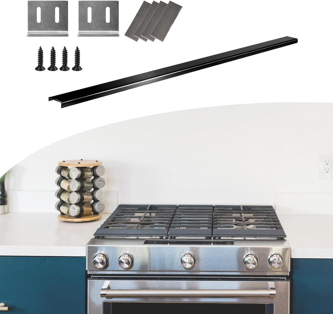 30" Slide-in Range Rear Filler Kit,Range Gap Filler, Stainless Steel Back Gap Cover for Stove, Stove Trim Kit Between Stove and Backsplash. (BLACK 30"x1.5")