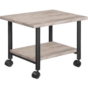 HOOBRO Printer Stand, 2-Tier Industrial Under Desk Printer Cart with Shelf, Mobile Heavy Duty Storage Rack on Wheels for Home, Office, Grey and Black BG02PS01G1 (15.7'' x 19.1''x 14.4'')