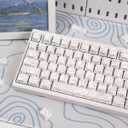 Sumgsn 131 Keys White Topographic Keycaps PBT Dye Sub Side Printed Custom keycaps 75 Percent Cherry Profile Fit for Mechanical Keyboard Cherry Mx Switches