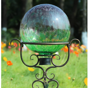 Gazing Ball 10 Inch Glass Reflective Garden Globe Outdoor Gazing Globe Sphere Yard Ornament for Garden Yard Home Outdoor Decoration Gift for Women (Yellow)