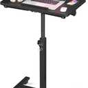 Adjustable Overbed Bedside Table, Hospital Bed Table with Wheels, Rolling Desk, Mobile Desk, Rolling Laptop Stand, Computer Cart, Portable Desk on Wheels, Small Standing Desk or Bed Table Tray