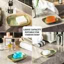 Miamolo Soap Dish Soap Holder Shower, Ceramic Soap Dishes for Bar Soap Sponge, Shower Soap Dish Soap Saver Tray for Bathroom Kitchen Sink, Easy to Clean, Green