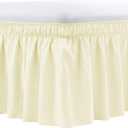 Bed Skirt Queen Size - Wrap Around Bed Skirt - Elastic Dust Ruffle - Easy Wrap Around Ruffle Skirt 18 Inch Depth - Easy Fit Wrinkle - Resistant Silk Luxurious Fabric 3 Sided Coverage Ivory Solid