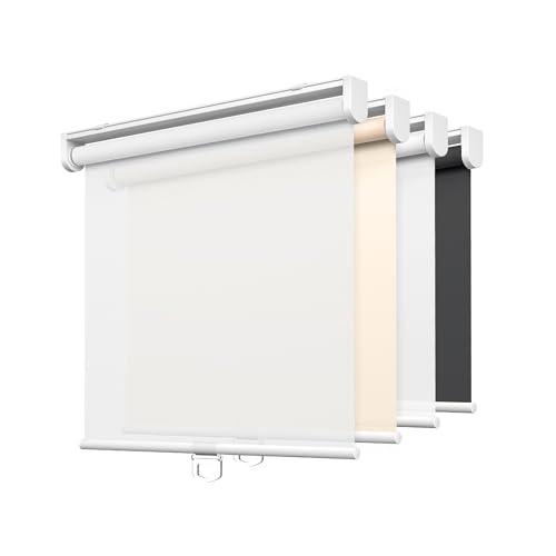 LazBlinds No Tools No Drill Cordless Roller Shades, Light Filtering Window Sheer Shades Transparent UV Protection Roll Up Blinds for Windows, 33'' W x 72'' H, White