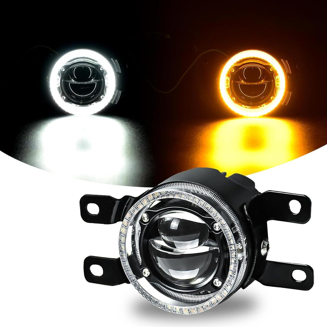 Laser Fog Lights with DRL Fit for Toyota 07-13 Camry,09-13 Corolla,10-11 Prius,06-12 RAV4,08-10 Highlander,12-16 Tacoma Upgrade and Modified 1 Pair Fog Lights Assembly, Front Bumper Driving Fog Lamps