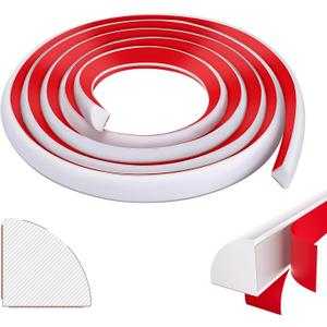 79in Flexible Quarter Round Molding, 0.5" W x 0.5" H White Self Adhesive Molding Trim for Wall, Peel and Stick Rubber Molding, Baseboard Molding Trim for Wall Edge Corner Countertop