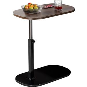 C-Shaped End Table, Adjustable Height Small Side Table for Couch, 360Swivel Side Table Living Room and Bedroom for Sofa, Bed,Chair, Snack (Walnut)