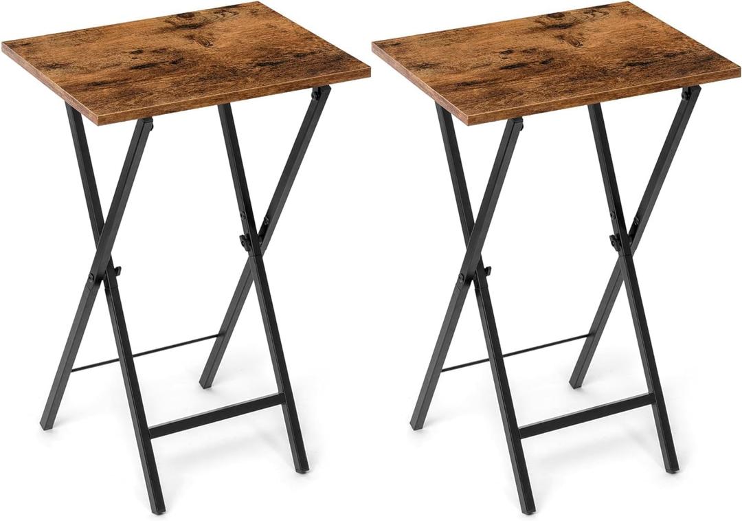 Acovy TV Tray Table Set of 2, TV Dinner Tray, Folding Table, Foldable TV-Trays, Side Table for Bed, Couch, Portable and Small Easy to Move (Brown)