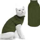 PUPTECK Winter Cat Sweater Coat - Soft Warm Cold Weather Clothes Knitwear for Kittens & Small Dogs Indoor Outdoor Wearing, Knitted Classic for Doggies Kitties Girls Boys, Dark Green, M