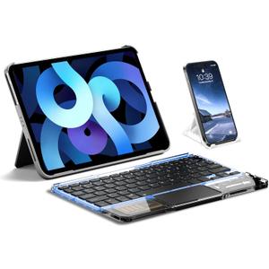 Ultra-Slim Bluetooth Keyboard with Touchpad, Wireless RGB Backlit, Portable Rechargeable Keyboard for iPad, Tablet, Laptop, Windows, Android, macOS Devices