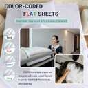 ZPECC White Bulk Flat Sheets Only King Size 24 Pack, Easy Sort Top Bed Sheet by Color-Coded Hem Threads, Soft Durable Brushed Microfiber Fabric Hotel Airb&bs Essentials for Hosts, 105"x102"