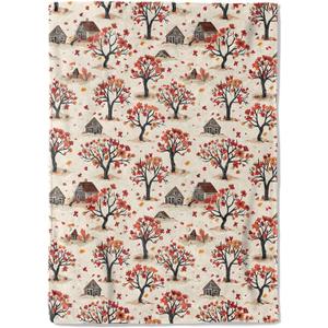 Farmhouse Cottage Fleece Blanket - 50x60in Cute Rustic Fall Tree Throw Blankets,Soft Cozy Lightweight, Ideal for Living Room Home Whimsical Decor and Kids Women Girls Spring Gifts